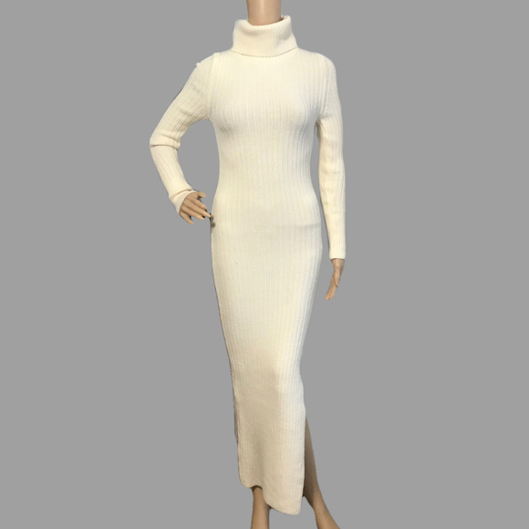 Topshop Maxi Ribbed Sweater Dress Ivory 